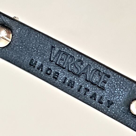 VERSACE La Medusa Embellished Leather Black Choker Necklace NWOT - Picture 5 of 11